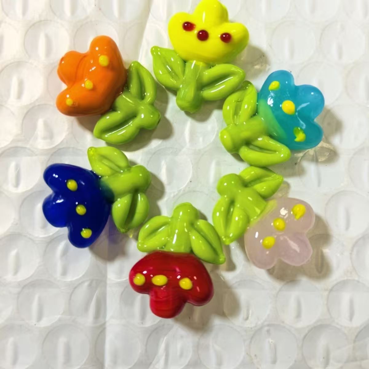 Painted glazed spacer beads