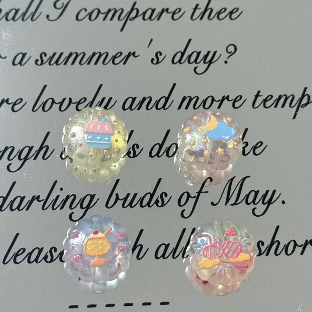Double-sided embossed painted acrylic beads