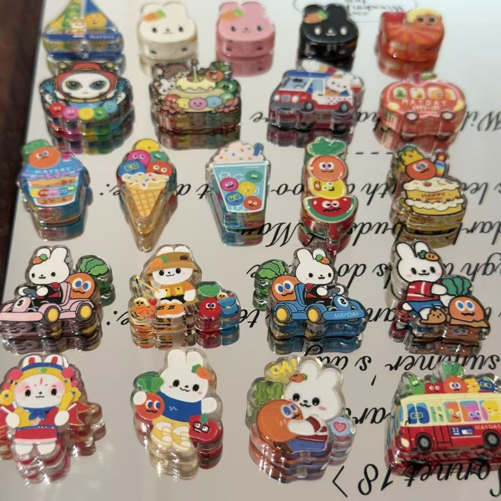 Double-sided embossed painted acrylic beads