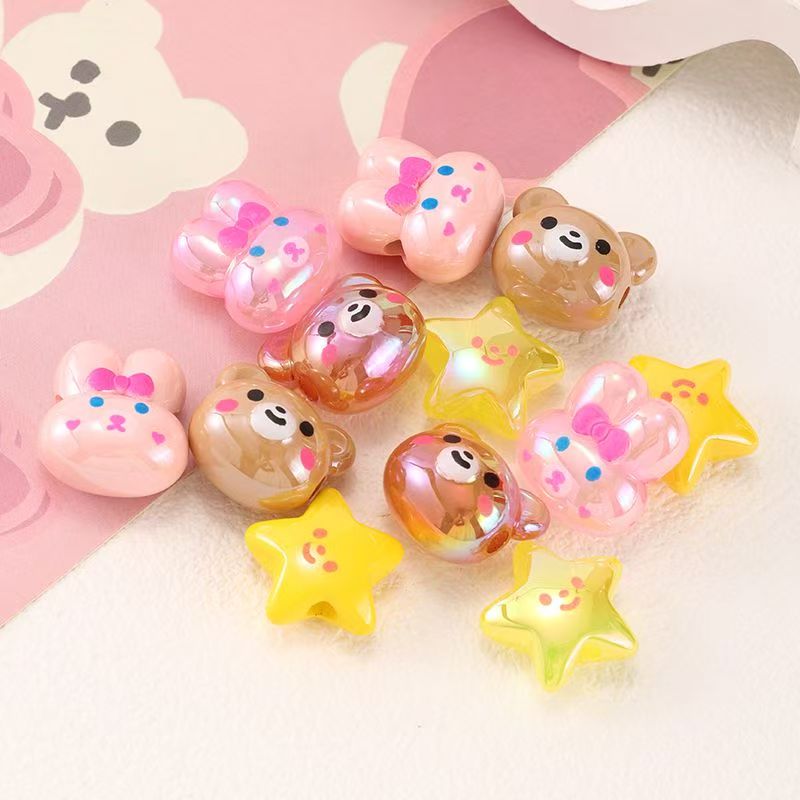 Double-sided embossed painted acrylic beads