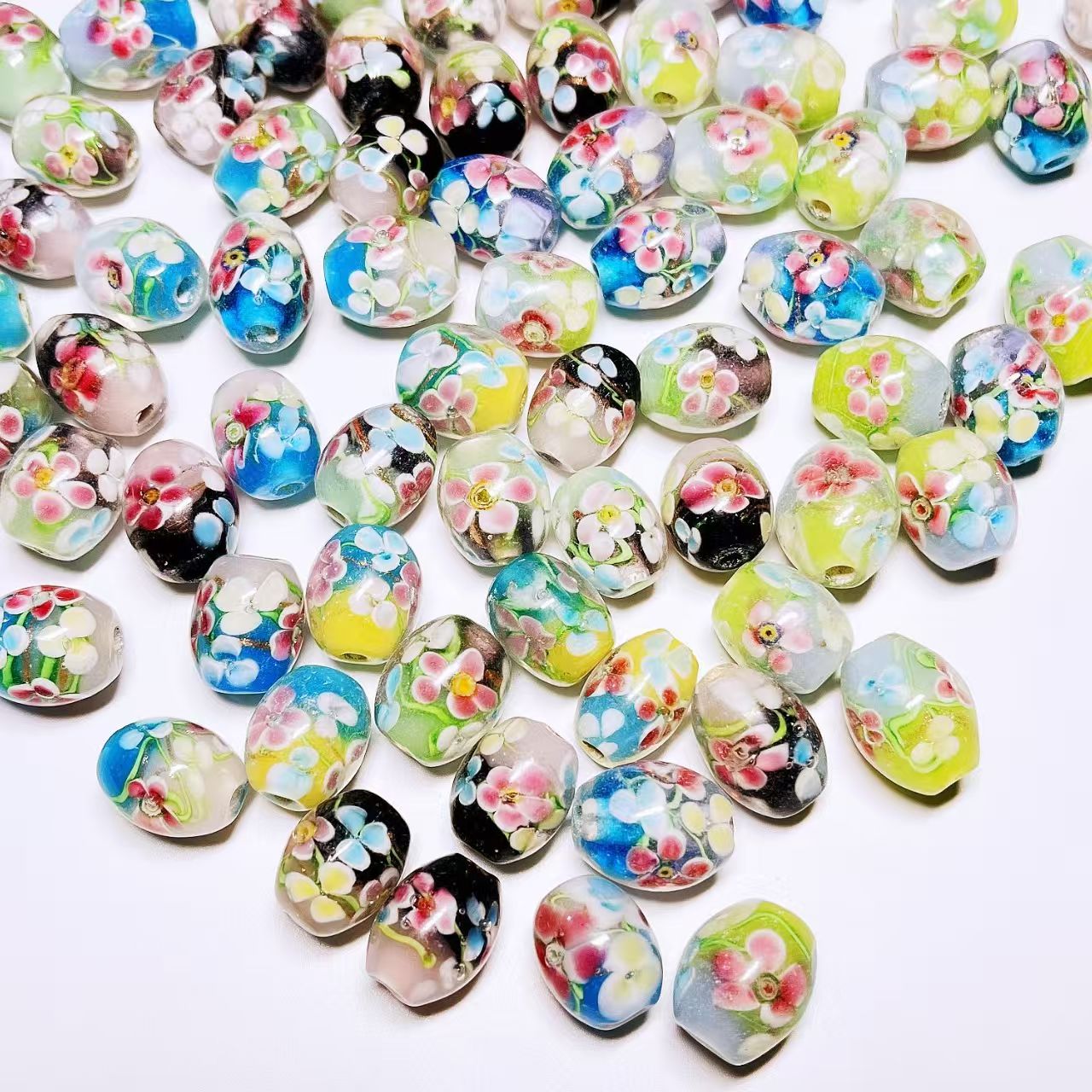 Painted glazed spacer beads