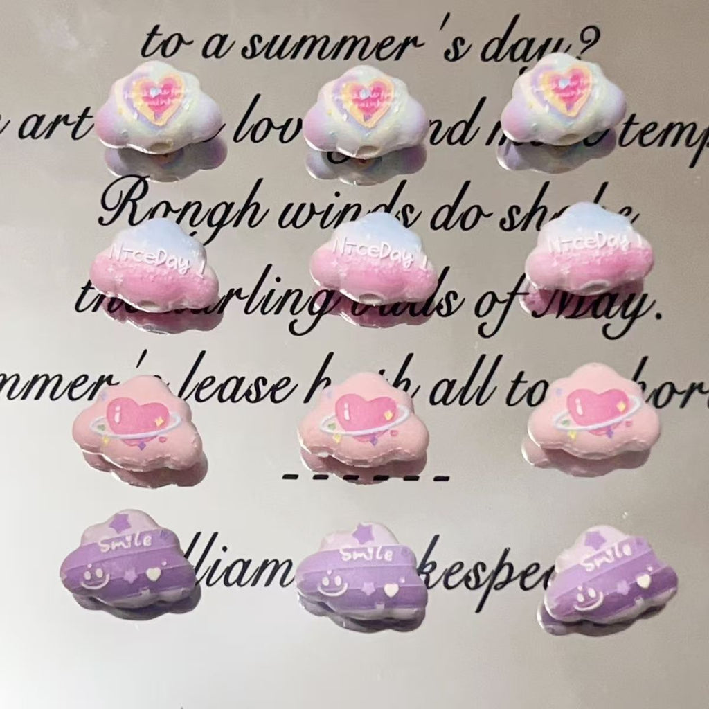 Double-sided embossed painted acrylic beads