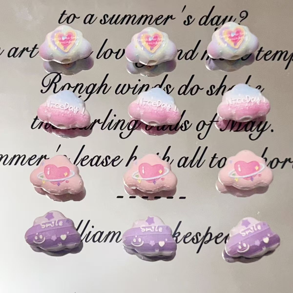 Double-sided embossed painted acrylic beads