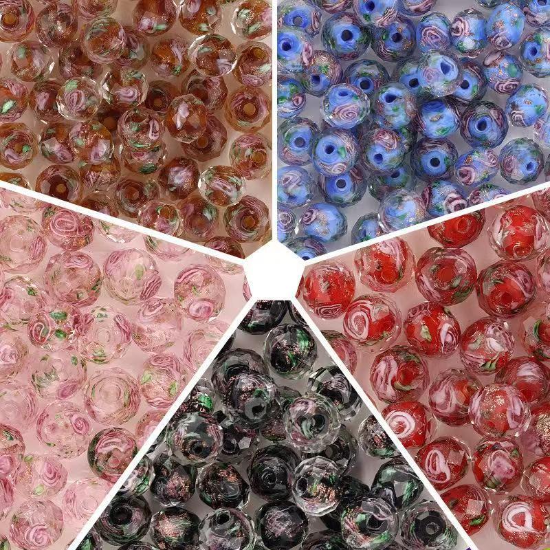 Painted glazed spacer beads