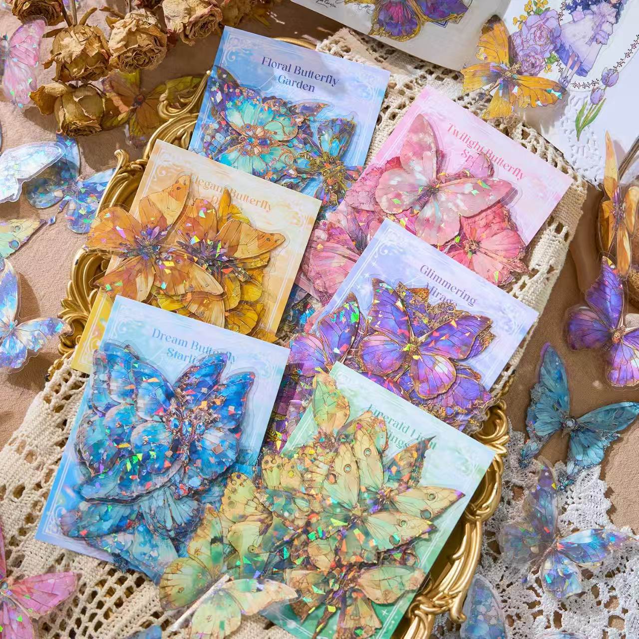 Shell Glitter Butterfly Stickers | Journal DIY（20 pieces per pack）